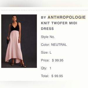 Anthropologie, L, dress with crocheted top, never been worn!
